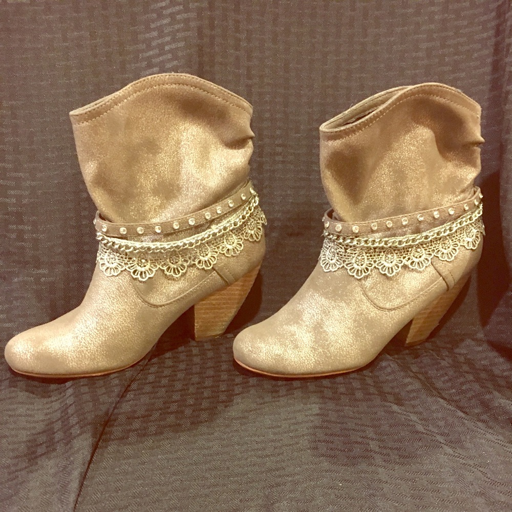 Not Rated Tan Ankle Boots with Charms